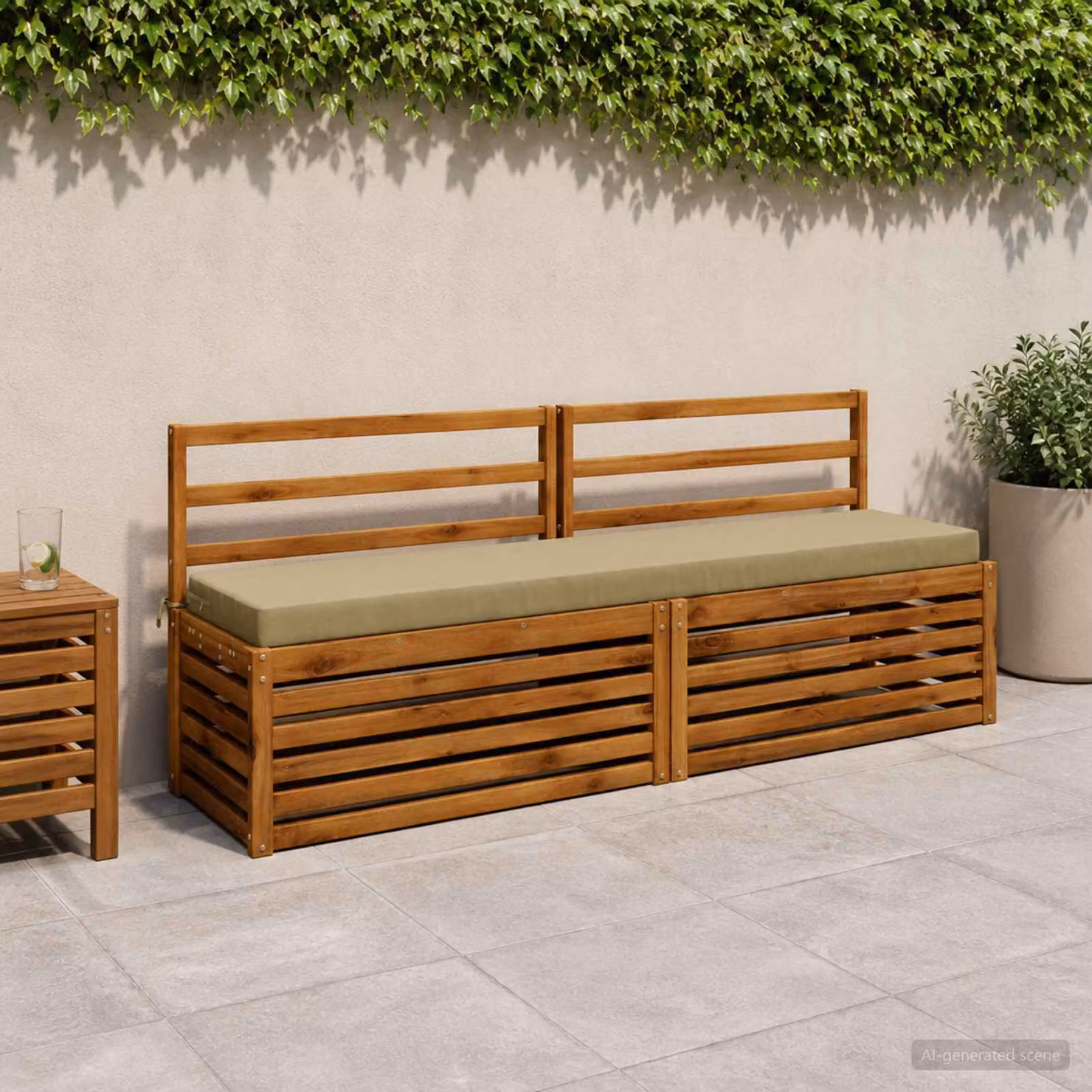 Set di 2 cuscini per panchina vidaXL in poliestere, modello moderno rettangolare, disponibili in verde o beige