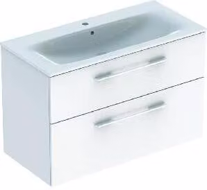 Geberit Selnova Square - Mobile lavabo 635x988x480 mm, con lavabo, 2 cassetti, bianco lucido 501.244.00.1