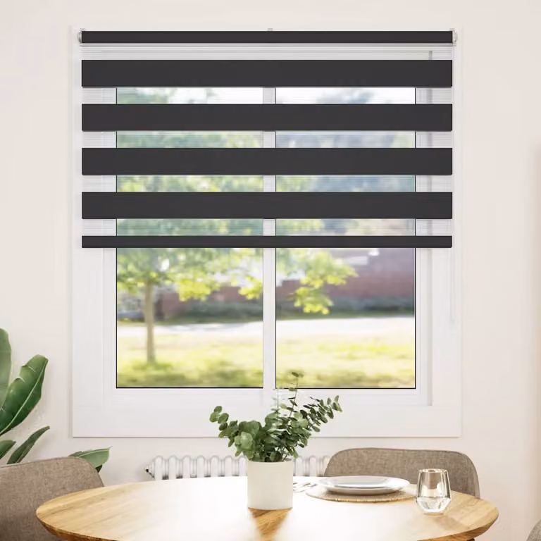 vidaXL Tenda a Rullo Zebra Nero Larghezza Tessuto 130,9 cm Poliestere