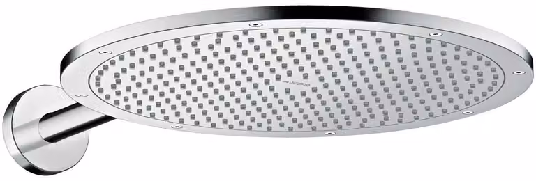 Doccia a soffitto, diametro 350 mm, montaggio a parete, finitura cromata, tecnologia PowderRain, sistema QuickClean
