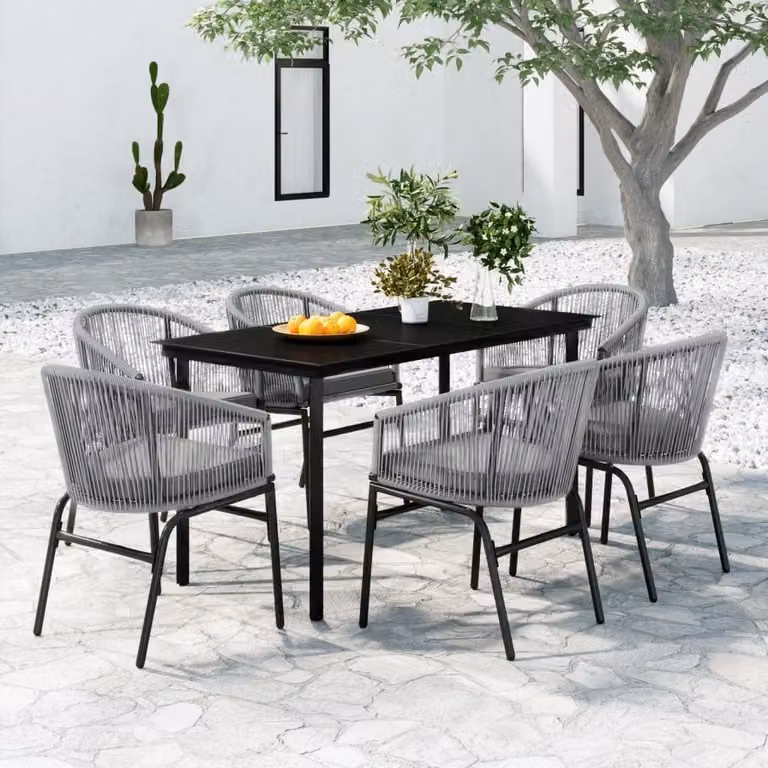 Maison Exclusive - Set da pranzo da giardino da 7 pezzi, grigio