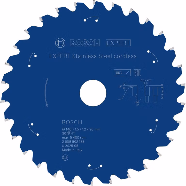 Lama circolare Bosch EXPERT in acciaio inossidabile, 140x20 mm, Z30