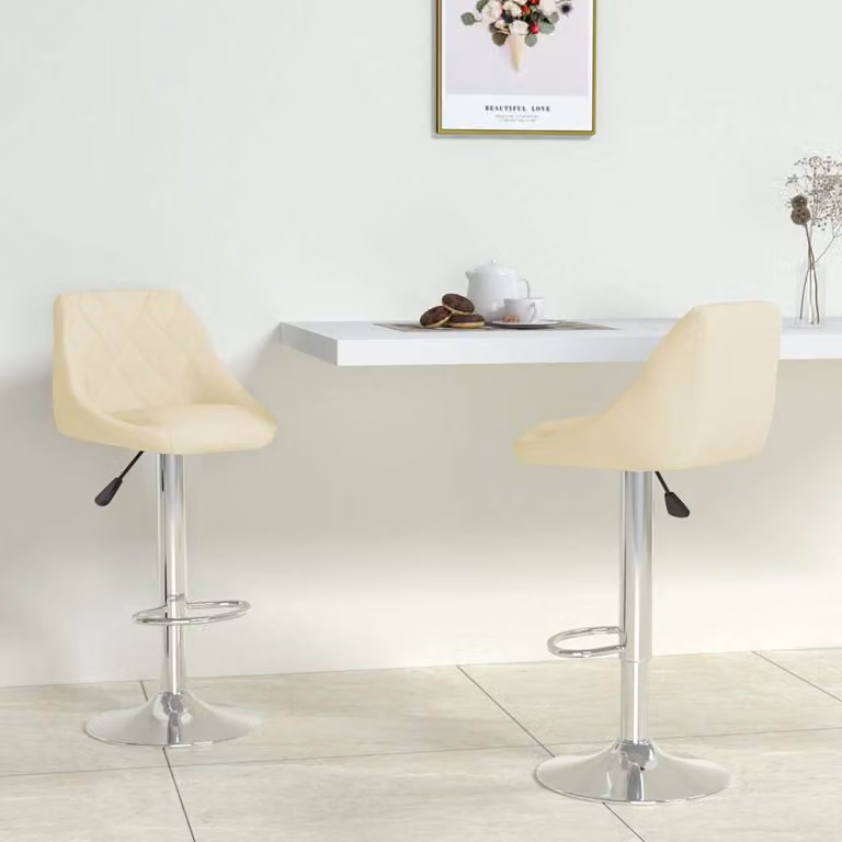 Set di 2 sgabelli da bar vidaXL in similpelle beige con base girevole a 360 gradi
