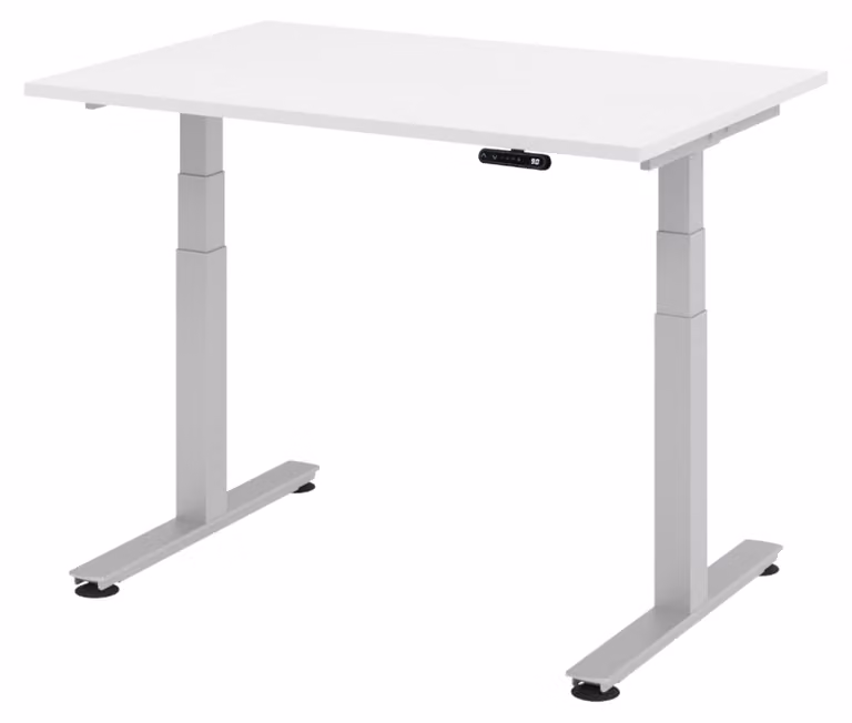 Scrivania elettrica bümö XDSM - Finitura: bianco, struttura: argento, dimensioni: 120 x 80 cm