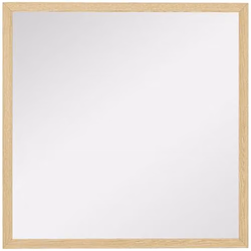 HOMCOM Specchio da parete quadrato 50x50 cm Cornice in legno naturale