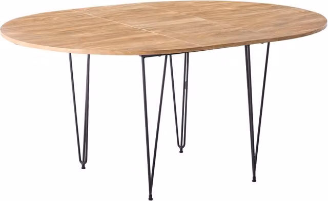 Tavolo da pranzo allungabile Marrone MDF Gambe in metallo 120/160 x 120 cm Meccanismo ad ala di farfalla Ovale