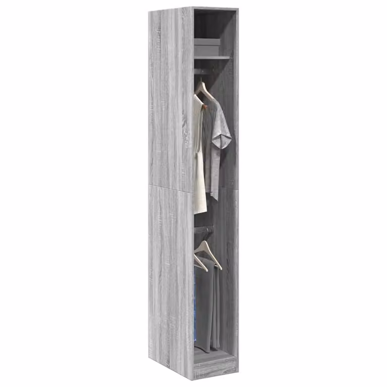 Armadio vidaXL Grigio in Legno e MDF con Ante a Battente e Ripiano Aperto, L/P/H: 30 x 50 x 200 cm