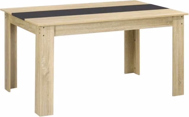 Tavolo da pranzo allungabile Minimal in legno e laminato MDF, stile scandinavo, L/P/H: 140 x 90 x 75 cm, colore nero effetto naturale