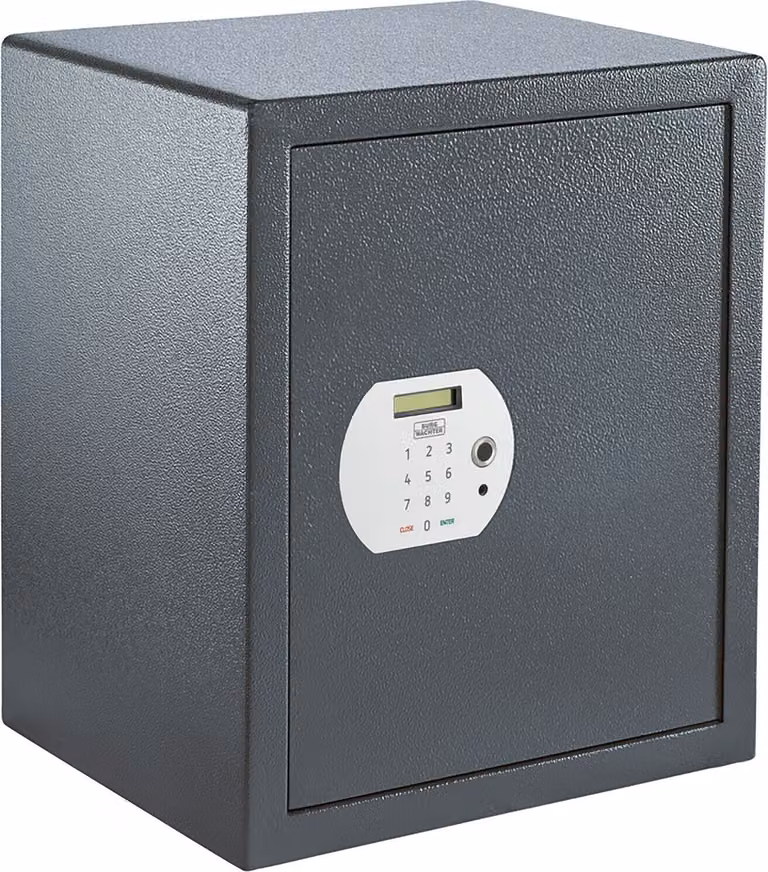 Cassaforte Burgwächter con serratura a combinazione e impronta digitale - Cassaforte per mobili Pure Safe PS140 E FP - Mini cassaforte per montaggio a parete e a pavimento, acciaio antracite