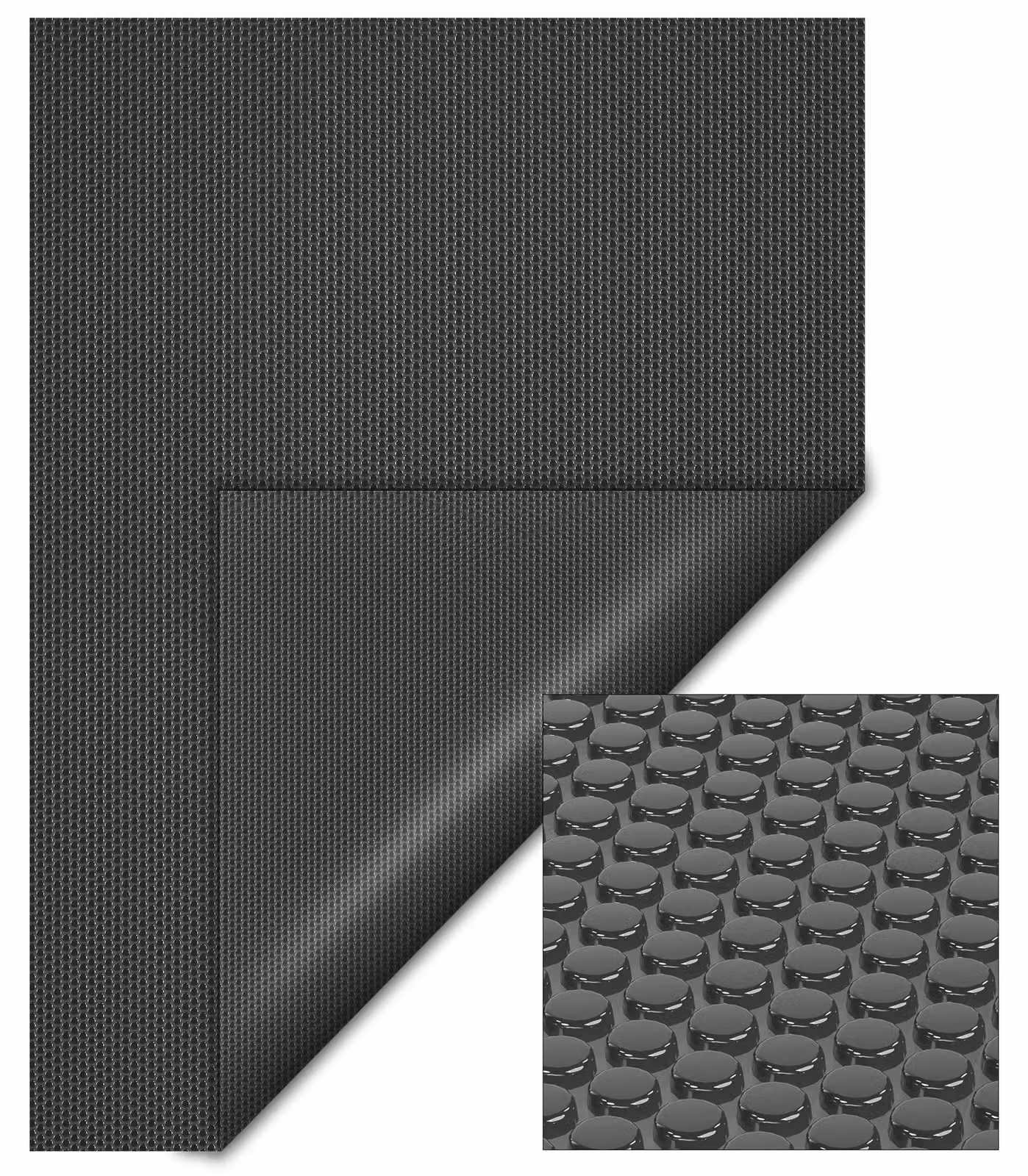 Telo copri piscina solare, dimensioni 5x8 metri, colore nero, spessore 140 micron