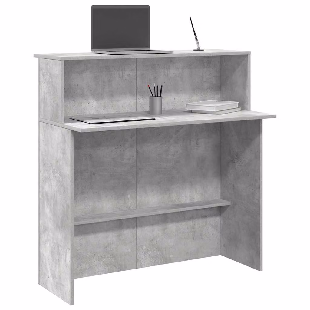 vidaXL Banco Reception in Legno Multistrato Grigio Cemento, L 100 x P 50 x H 103,5 cm