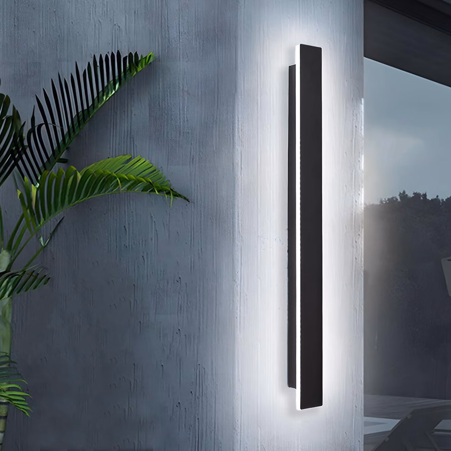 Lampada a LED da parete, 80 cm, 16W, grado di protezione IP65, luce bianca fredda 6000K, colore nero