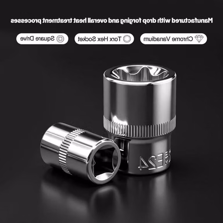 Set completo di cacciaviti Torx con 14 pezzi, inclusi chiavi a stella e profili E, con custodia blu per utensili da 1/4, 3/8 e 1/2 di pollice