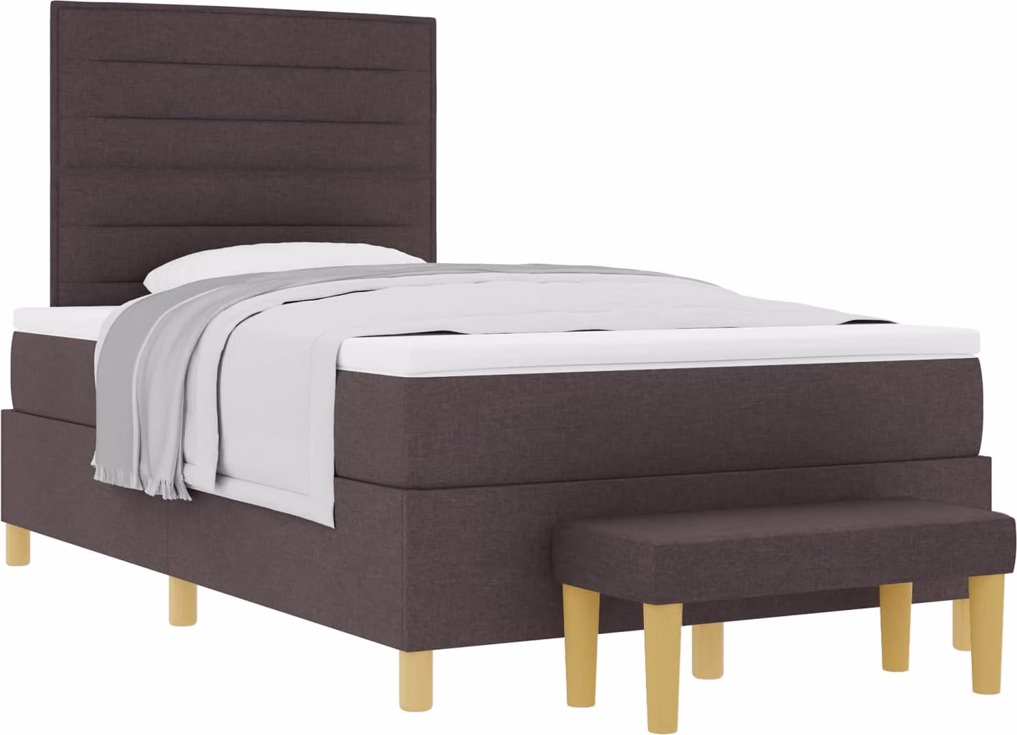 Letto a molle con testiera Marrone scuro 200 x 120 cm Tessuto