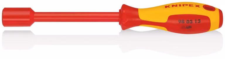 KNIPEX 98 03 13 Chiave a bussola con impugnatura a cacciavite isolante multicomponente, testata VDE brunita 237 mm