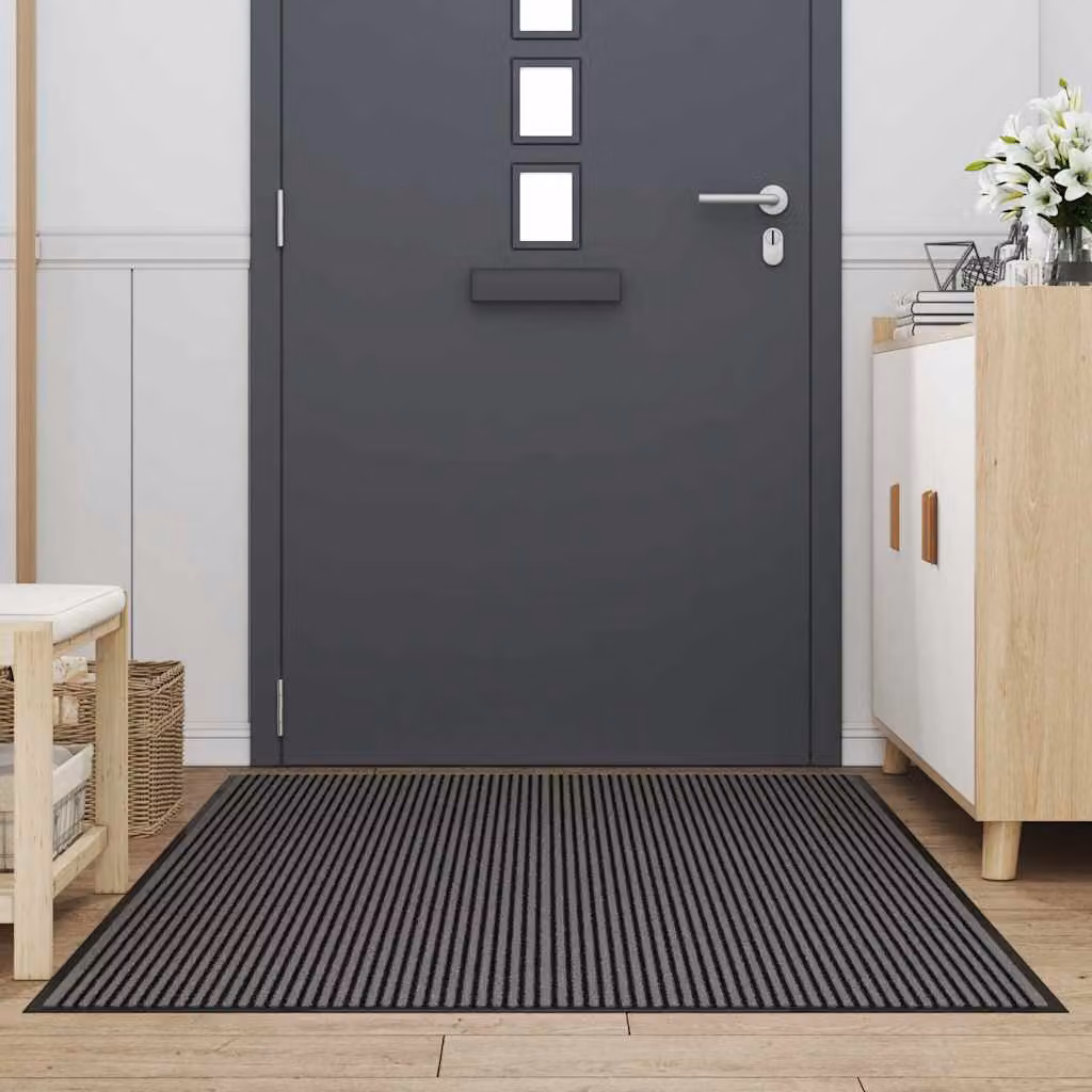 vidaXL Zerbino a Strisce Nere e Grigie 115x200 cm