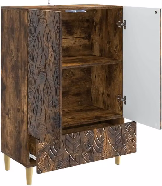 Credenza Buffet e Madia in Legno Ingegnerizzato Rovere Fumo L: 66 cm, P: 34,5 cm, H: 95 cm – 1