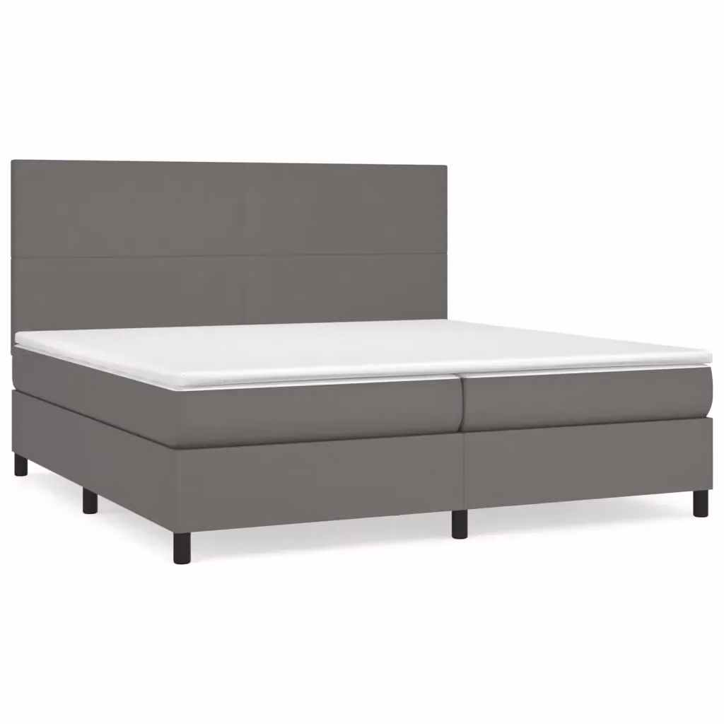 Letto a molle con materasso ibrido vidaXL in similpelle grigio e bianco L/P: 200 x 200 cm – 2