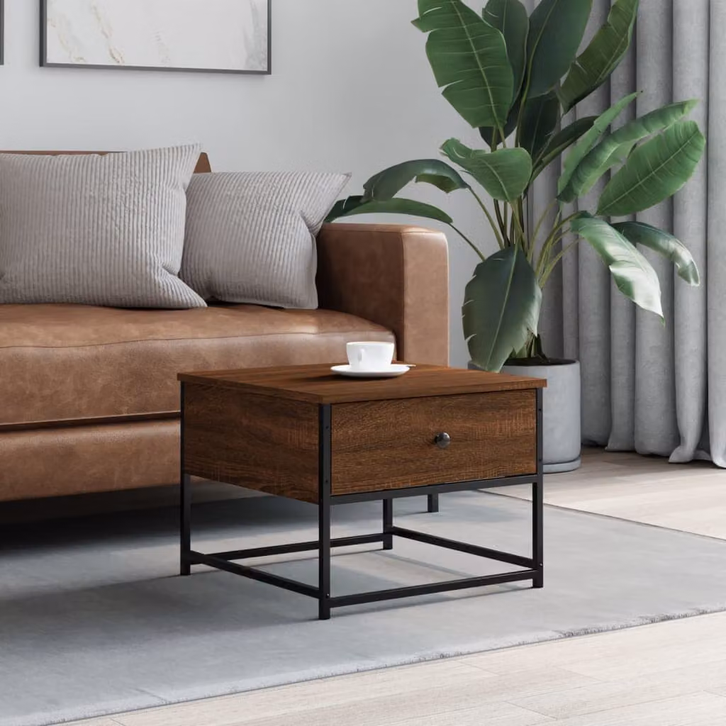 Tavolino da salotto vidaXL in legno multistrato color rovere marrone, forma quadrata, L/P/H: 51 x 51 x 40 cm