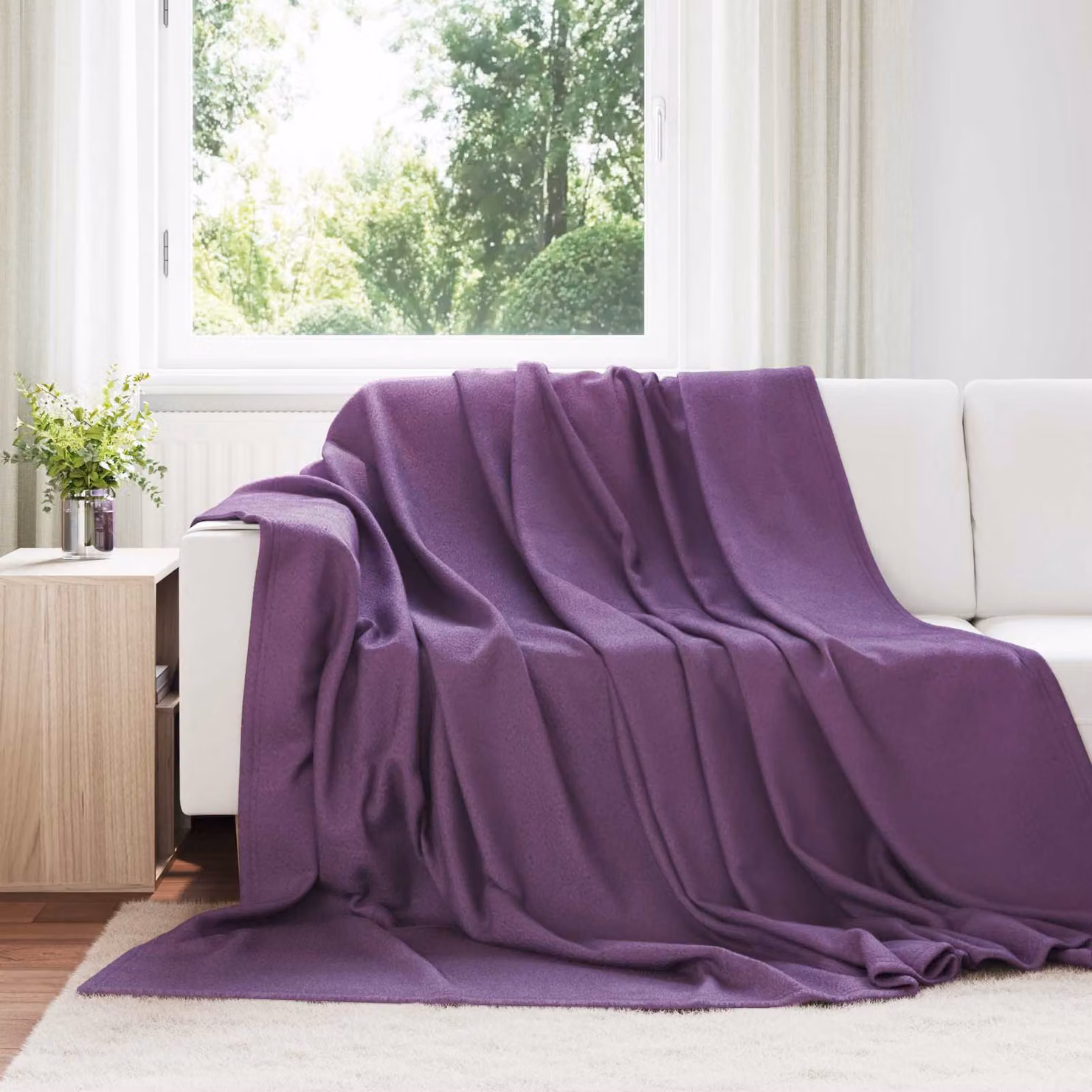 Coperta in pile viola vidaXL per adulti, L 240 cm x P 220 cm