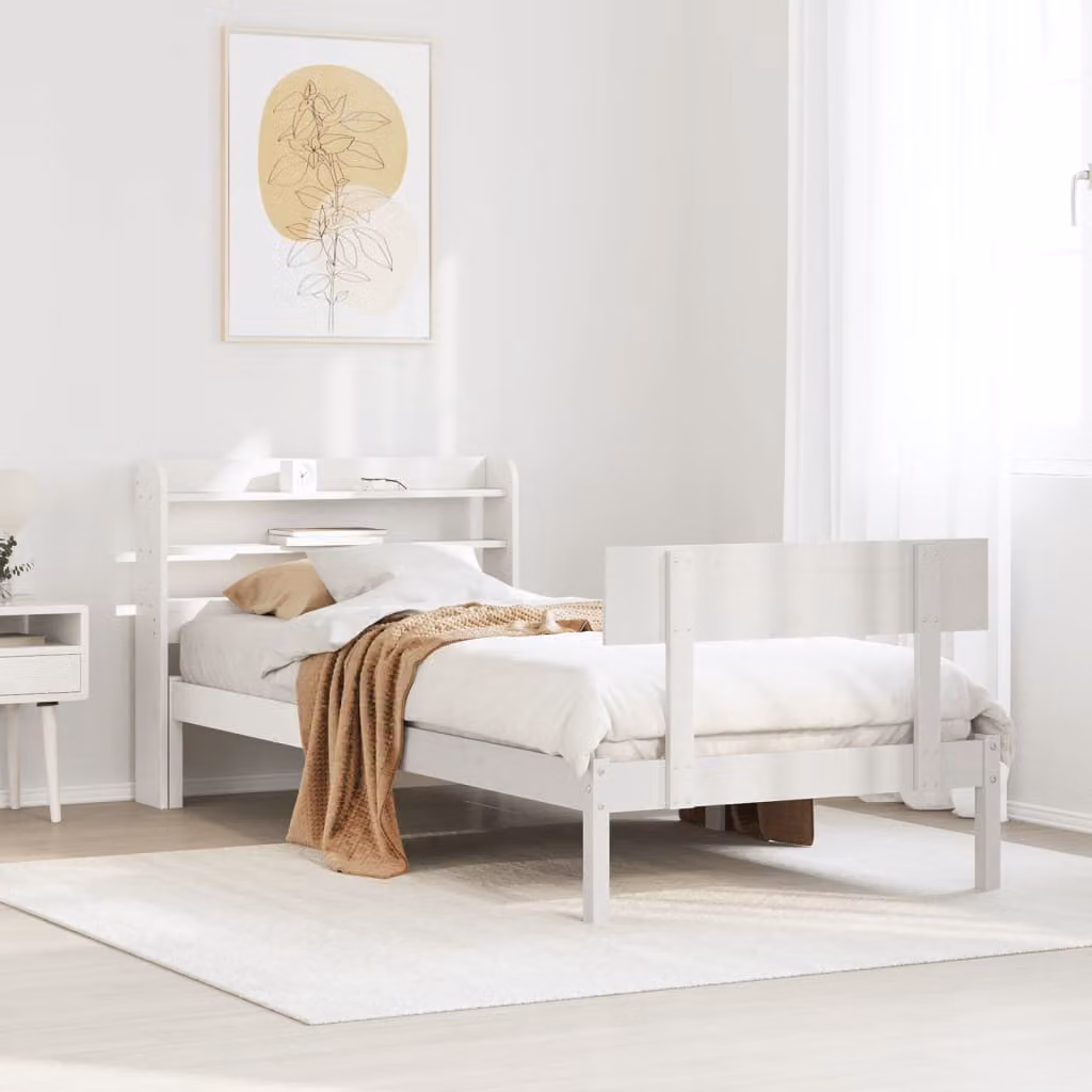 vidaXL Giroletto in Legno di Pino Massello Bianco con Doghe Rigide L/P/H: 100 x 200 cm