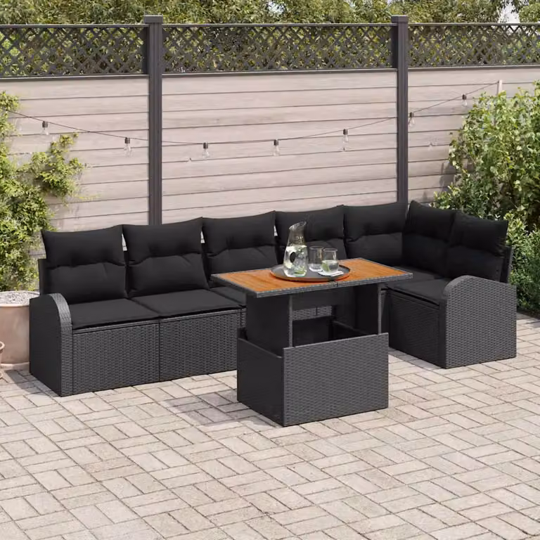 Set Divano da Giardino vidaXL 7 pz in Legno di Acacia Nero