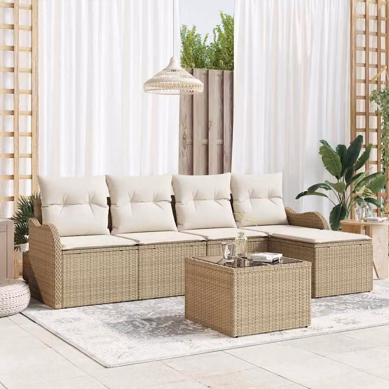 Maison Exclusive - Set Divano da Giardino con cuscino 6 pcs Marrone Poly Rattan