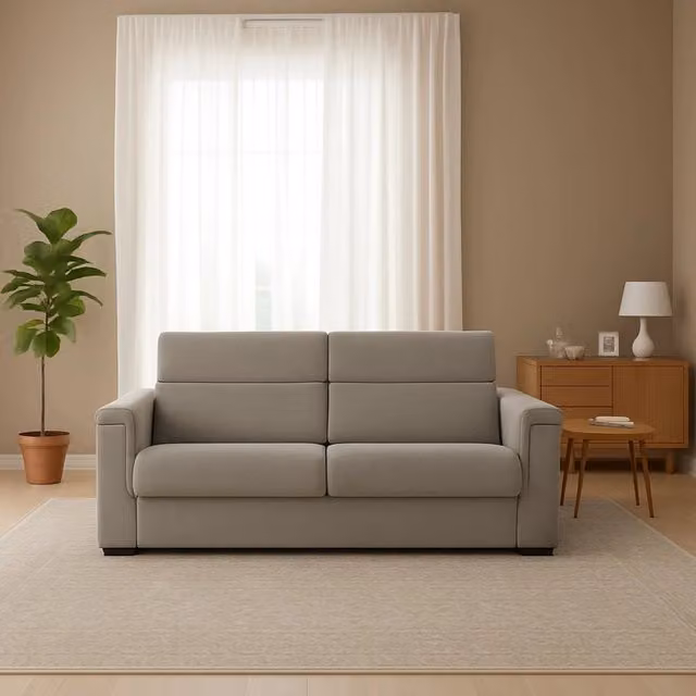 Divano Letto 2 Posti Brusasco DMORA Grigio, Sfoderabile con Funzione Letto e Contenitore, Made in Italy
