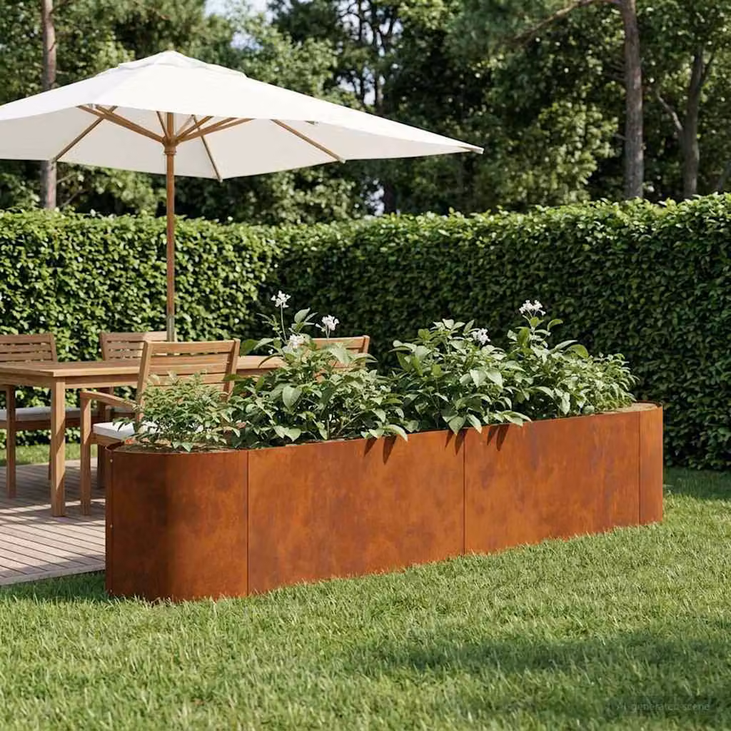 Letto rialzato da giardino vidaXL in acciaio Corten marrone L: 220 cm, P: 40 cm, H: 40 cm