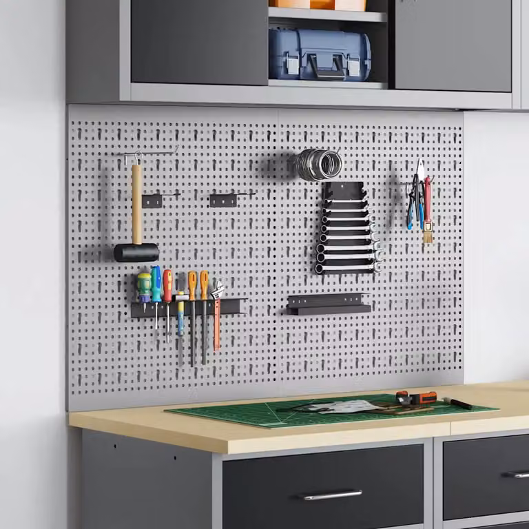 Set di 2 pannelli per attrezzi vidaXL in acciaio grigio L: 100 cm, H: 60 cm