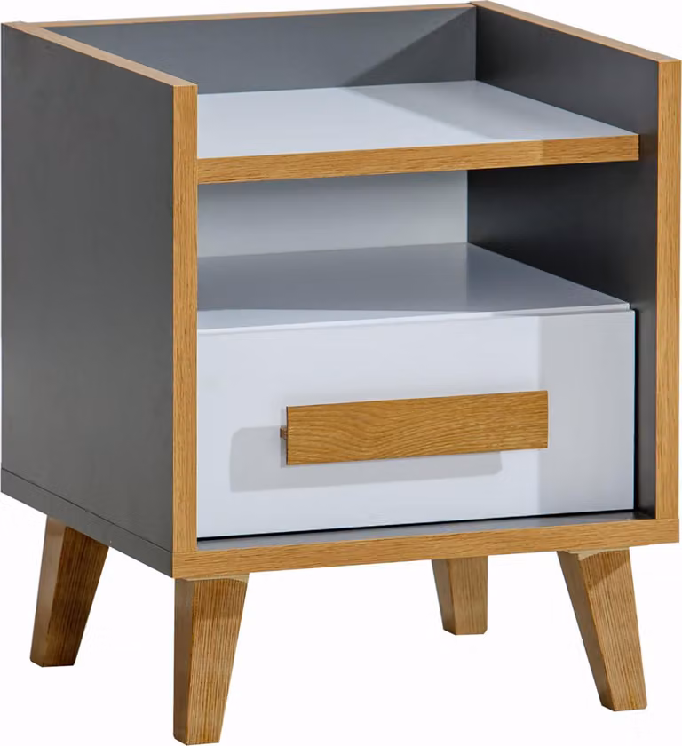Comodino DOBSON - rovere riviera / bianco / antracite