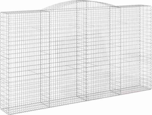 Cesto gabbione a muro di contenimento ad arco in ferro zincato argento L: 400 cm, P: 50 cm, H: 220/240 cm
