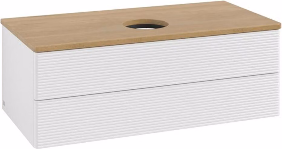 V&B Mobiletto con struttura frontale - illuminazione Antao 100x36x50cm, WBP hon. Oa, glo wh. Lac