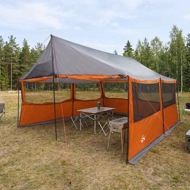 Tenda Familiare vidaXL Grigio e Arancione L: 450 cm, P: 400 cm, H: 265 cm