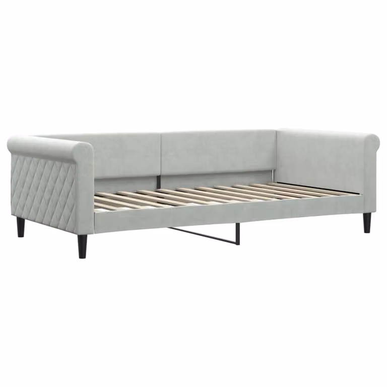 Letto da Giorno Grigio Chiaro 100x200 cm in Velluto
