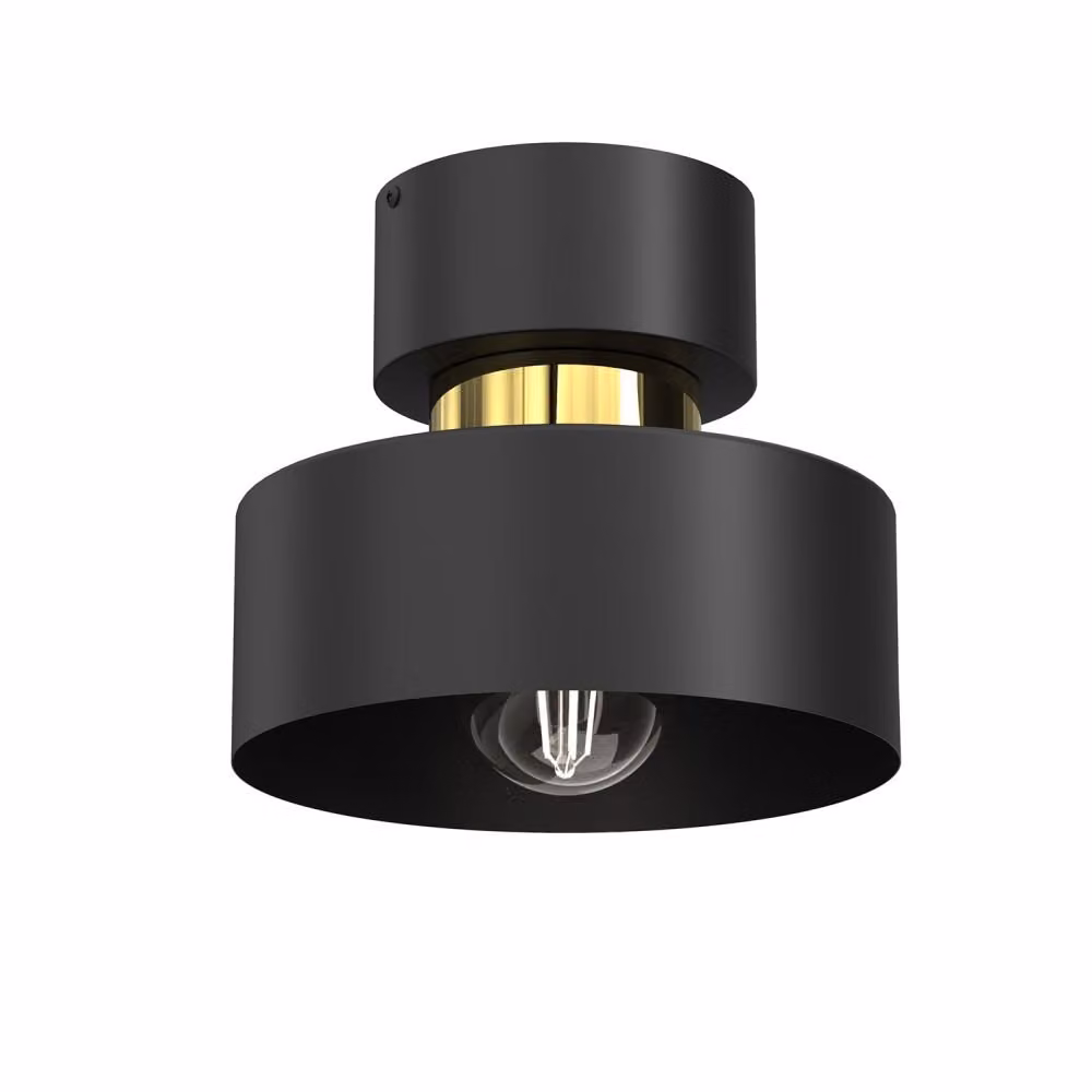 Lampada da soffitto circolare nera con elemento di lucentezza dorato Marti 1xE27 15W Luminex
