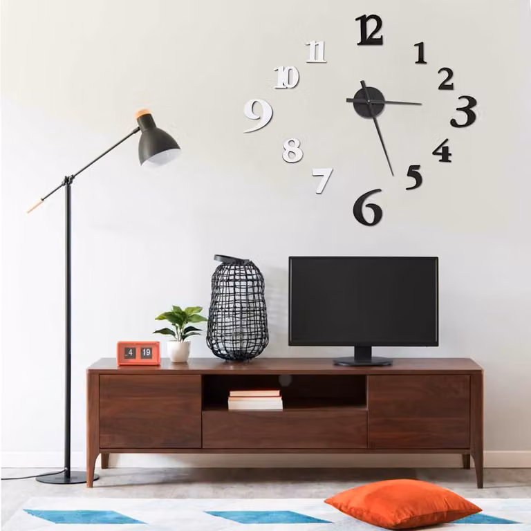 Orologio da Parete Analogico 3D Moderno vidaXL, Nero e Bianco, Diametro: 100 cm