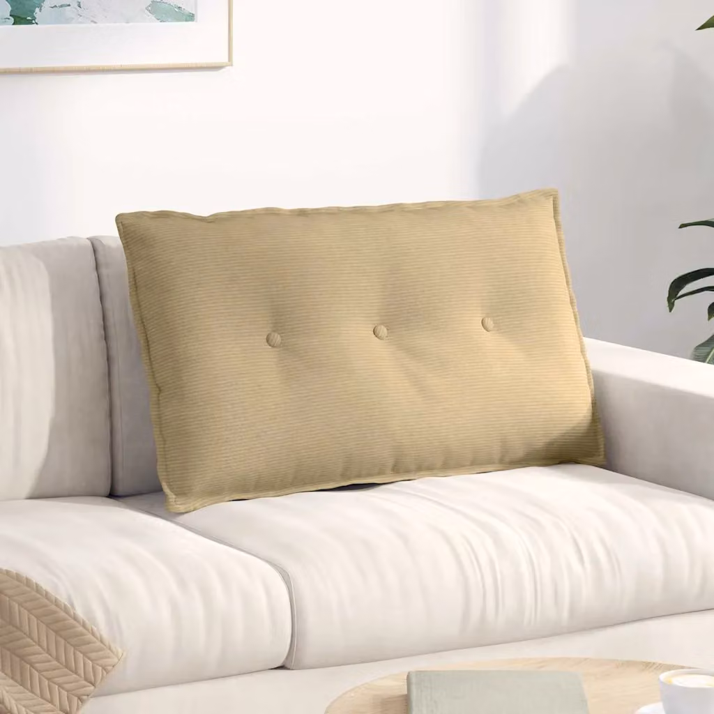 Cuscino per schiena vidaXL in tessuto a coste, disponibile in grigio, verde o beige, L 80 x P 50 cm