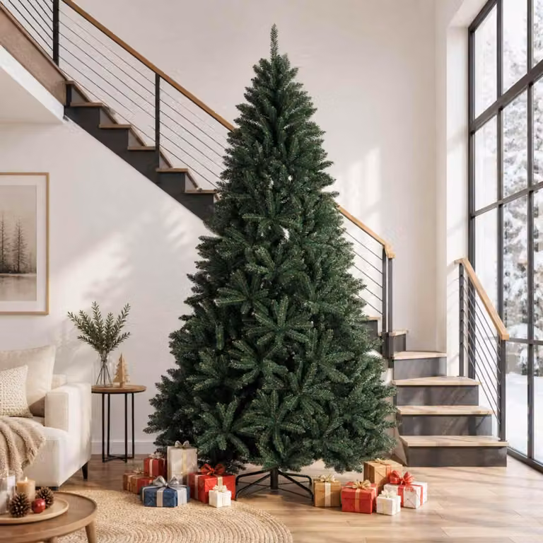 Albero di Natale artificiale pieghevole, altezza 300 cm, PVC, verde scuro