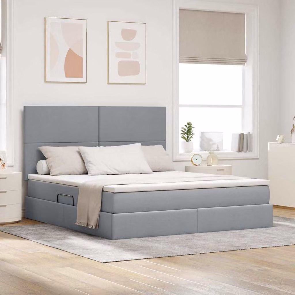 Letto con contenitore e illuminazione LED vidaXL, Grigio, L: 160 cm, P: 200 cm, H: 204 cm – 1