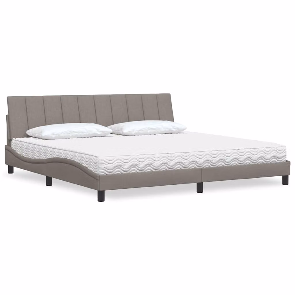 Letto con Materasso Hanko vidaXL in Tessuto Beige e Bianco L/P/H: 200 x 200 x 74,5 cm – 1