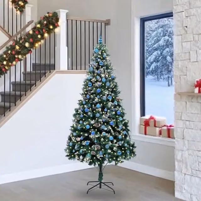Albero di Natale artificiale verde vidaXL con 300 LED luce bianca calda, Altezza: 240 cm
