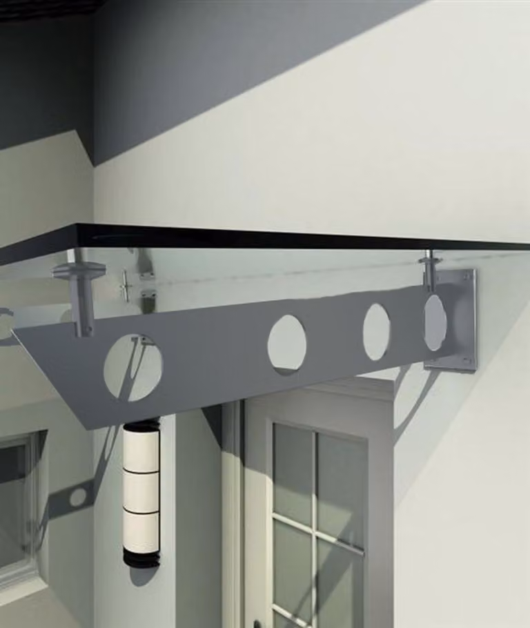 Glaswerk Westfalen - SET di supporti per tettoia in vetro - Acciaio inossidabile RAL7016