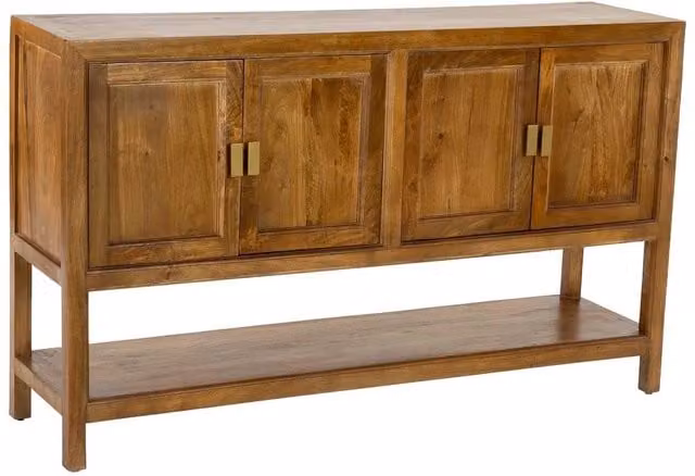 Credenza Wanderlust Deco in legno di mango marrone con dettagli oro, stile rustico, L: 150 cm, P: 40 cm, H: 90 cm – 1