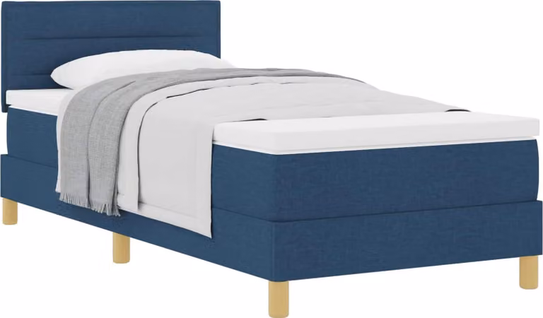 Letto a molle con cuscino con testiera Blu 90 x 200 cm Tessuto