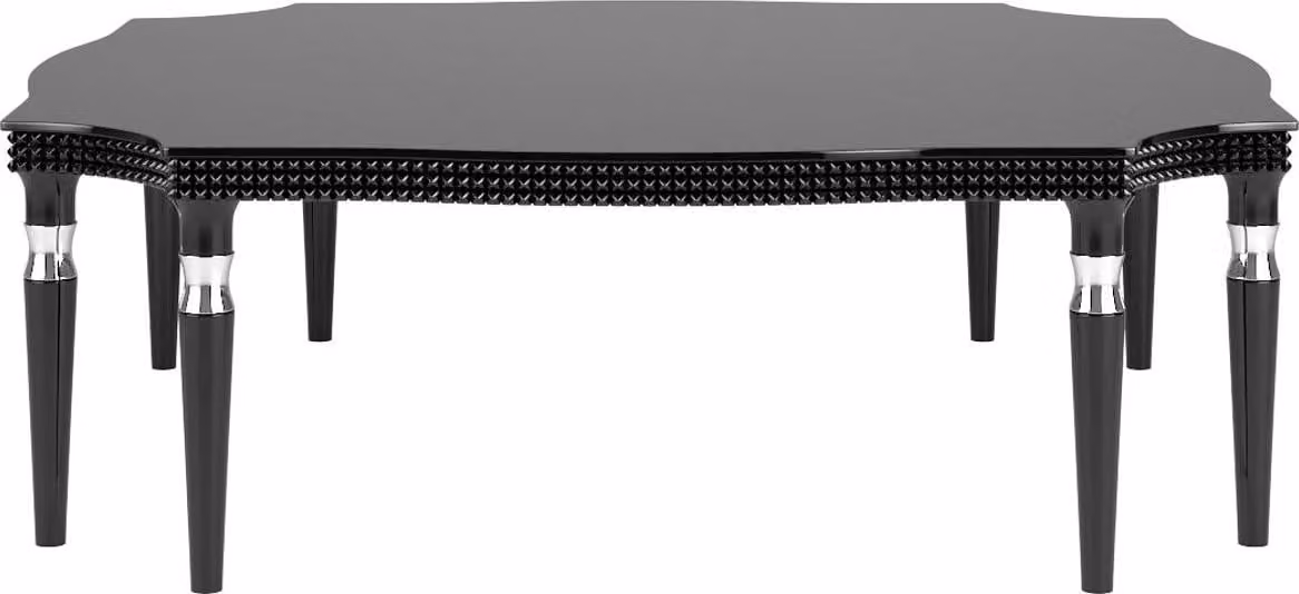 Casa Padrino tavolino Art Deco nero / argento 130 x 130 x h. 45 cm - Elegante tavolo da salotto con 8 gambe - Mobili da salotto Art Deco