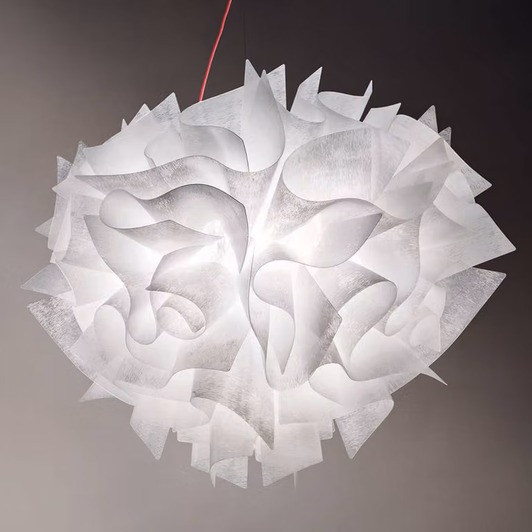 Slamp Lampada a sospensione Veli Couture, dimmerabile, Bianco / Opale, Soggiorno / Sala da pranzo, Plastica, Design, Lampada a sospensione