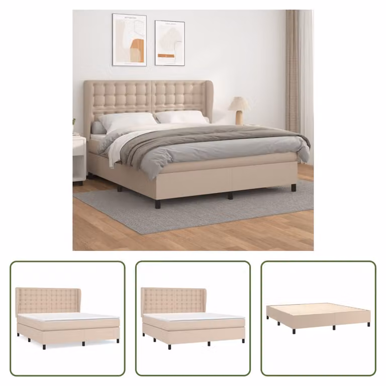 The Living Store Letto a molle insacchettate Materasso Cappuccino-Brown 160x200 cm Similcuoio