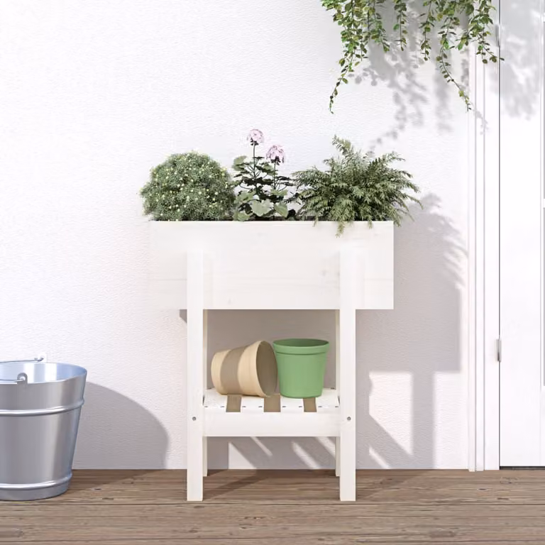 Fioriera da giardino vidaXL in legno di pino bianco L: 62 cm, P: 30 cm, H: 69 cm