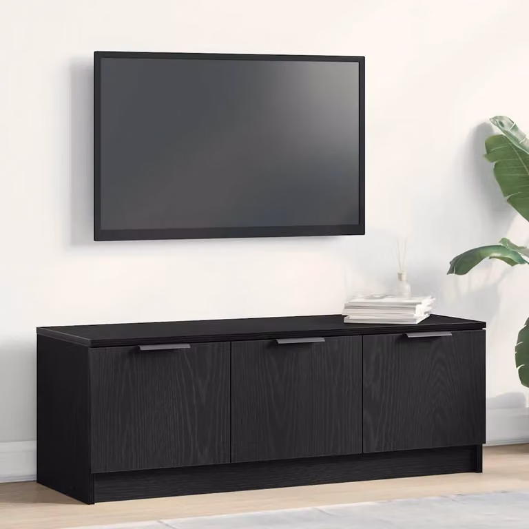 Mobile TV vidaXL moderno in legno ingegnerizzato Rovere Nero L: 102 cm, P: 35 cm, H: 36,5 cm